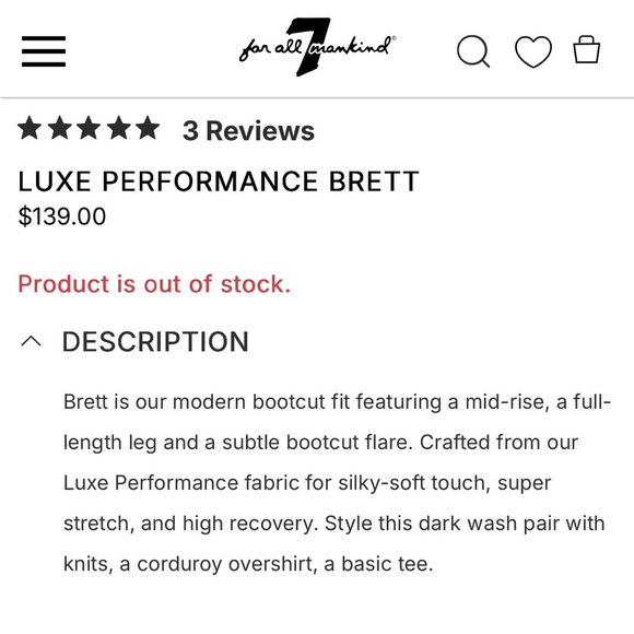 7 for all mankind Dark Blue Jeans. Brett bootcut size 30 - Picture 4 of 4